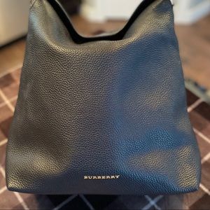 Burberry Signature Grain Leather Hobo Bag